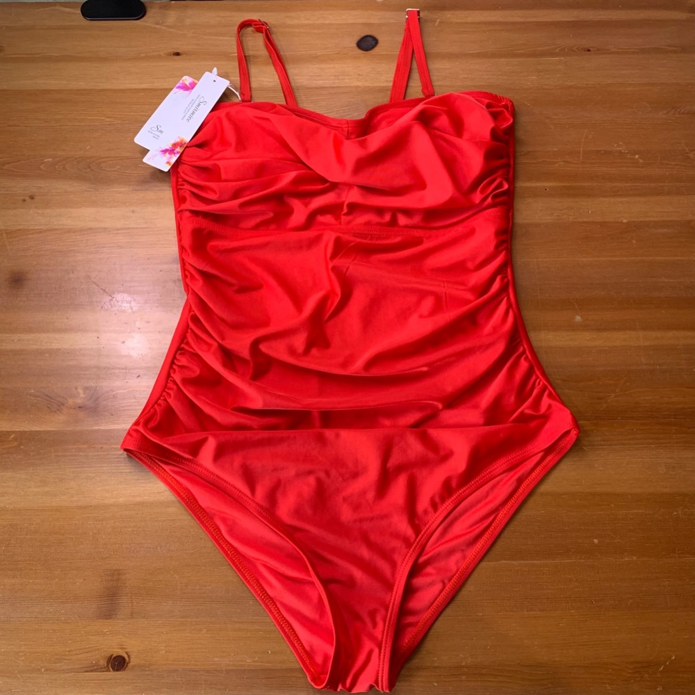 NWT Red One Piece Bathing Suit, Sexy Tummy Control Size XL